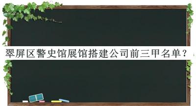 翠屏區(qū)警史館展館搭建公司前三甲名單公開，網(wǎng)友推薦